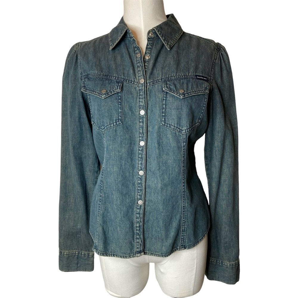 Vintage CALVIN KLEIN JEANS Western Denim Snap Front Shirt